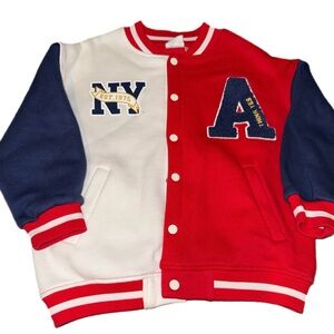 Zara Kids Red, White, and Blue Varsity Jacket